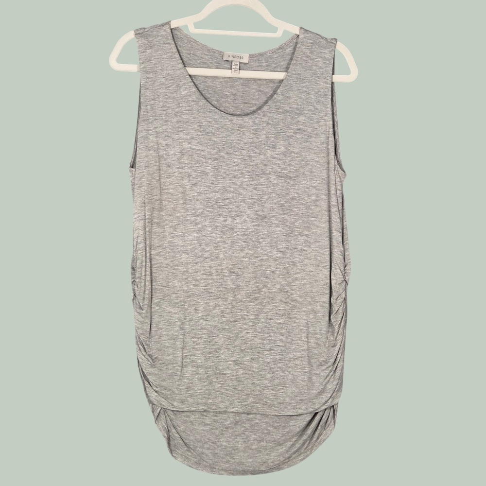 Kinross Womens XL Sleeveless Ruched Tank Top Heather Gray Office Maternity USA